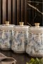 Maisone 3-Piece Embroidered Ceramic Jar Spice Rack Set – Storage Container with Lid - 3