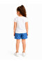 Girls' Top and Bottom Set Printed Ecru T-Shirt and Polka Dot Blue Shorts - 4