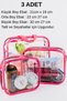 Women's 3Pcs Pink Color Transparent Travel Toiletry Bag Clear Toiletry Bag - 3