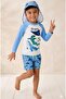 Sun Protection Brimmed Hat and Character Patterned Swim Shorts 3-Piece Swimsuit Set - 3