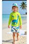 Sun Protection Brimmed Hat and Character Patterned Swim Shorts 3-Piece Swimsuit Set