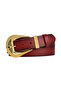 100% Genuine Leather, Large Gold Buckle, Metal Bridge Red Women's Jeans Belt 4 Cm=An-Byn-65 - 2