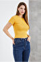 Crew Neck Short Sleeve Ribbed Lycra Bady Blouse T-Shirt - 3