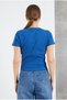 Crew Neck Short Sleeve Ribbed Lycra Bady Blouse T-Shirt - 5
