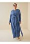 Large Size Dress with Tie Detail - Dark Indigo - - 6