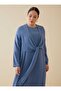 Large Size Dress with Tie Detail - Dark Indigo - - 7