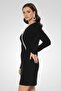 Women Textured Midi Dress, Black - 3