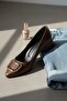 Scenic Brown Buckle (4cm) Pointed Toe Heeled Shoes - 3