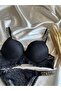 الدانتيل المطاط رجم Underwire دعم مبطن دفع ما يصل الصدرية السوداء ومجموعة الملابس الداخلية سلسلة - 2