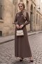 Shawl Tie-Detail Dress 1691 - Light Brown - 2