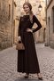 Shawl Tie-Detail Dress 1691 - Brown - 3