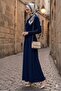 Shawl Tie-Detail Dress 1691 - Navy Blue - 5