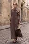 Shawl Tie-Detail Dress 1691 - Light Brown - 3