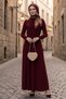 Shawl Tie-Detail Dress 1691 - Burgundy