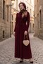 Shawl Tie-Detail Dress 1691 - Burgundy - 3