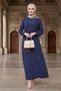 Sueda Buckled Hijab Dress 1699 - Navy Blue - 6