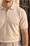 Linus Zippered Polo Collar Short Sleeve Slim Knitwear Men's T-Shirt - Beige - 6
