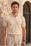Linus Zippered Polo Collar Short Sleeve Slim Knitwear Men's T-Shirt - Beige