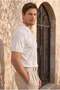Linus Zippered Polo Collar Short Sleeve Slim Knitwear Men's T-Shirt - Ecru - 5