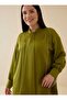 Plus Size Tunic with Tie Detail at the Collar - Olive Green - - Exclusive - 7
