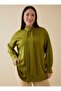 Plus Size Tunic with Tie Detail at the Collar - Olive Green - - Exclusive - 5