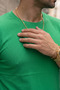 Men's Green Crew Neck Ribbed Knitted Straight Line Regular Fit Short Sleeve T-Shirt - 6