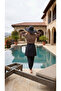 Leopard Waist Adjustable Elastic Water-Repellent Fabric 3-Piece Hijab Swimsuit Set Beachwear Burkini - 8