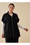 Zippered Short Sleeve Vest Detailed Plus Size Suit - Black - - 4