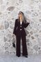 Plum Pleated Detailed Double Button Blazer Suit