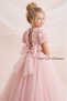 Girl's Rose Tulle Princess Dress with Back Detail and Bow, Birthday Party Graduation Dress, Ages 6-10 - 2