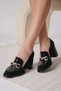 Melly Premium Black Patent Leather Suede Detailed Women's Heeled Shoes - 3