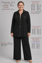 Plus Size Women's Summer High Quality Modal Linen Two-Piece Mom Set Zipper Shirt Pants Comfortable Fit Black