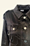Black Satin Thin Jacket with Silver Detail - 5