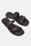 Liora Matte Skin Double Tape Belt Detailed Flat Sole Women's Bitter Brown Slippers - 6