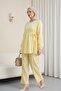 Internally Tied Tunic and Wide-Legged Trousers Set - Yellow