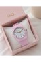 Pastel Pink Young Girls Women Wristwatch Silicone Cord White Dial Water Resistant - 3