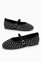 Women's Stone Textured Mary Jane Daily Stylish Comfortable Casual Sole Ballerina Shoes