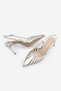 Women's Stiletto Pointed Toe Back Strap Ribbon Detailed Mesh Classic Heeled Shoes Sivon Silver - 7