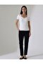 Mercerized Square Neck Slit Ribbed Short Sleeve Blouse - 6