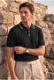 Balzac Collar Striped Buttoned Polo Collar Basic Daily Honeycomb Knit Knitwear Men's T-Shirt - Black