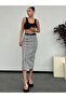 Gray Button Detailed High Waist Midi Denim Skirt - 2