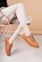 D25Ya 705 Tan Genuine Leather Lace-Up Women's Shoes - 3