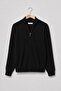 Pure 100% Cotton Men's Knitwear Zip-Up Cardigan – Black