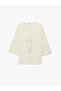 Bürümcük Fabric Wide Long Sleeve Kimono with Tie Detail and Textured Fabric - 3