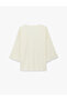 Bürümcük Fabric Wide Long Sleeve Kimono with Tie Detail and Textured Fabric - 4