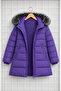 Girl's Purple Puffer Coat Hooded Fur Winter Long Model