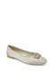 Ll2704 Large Size Satin Material Stone Buckle Detail Flat Ballet Flats Beige - 4
