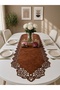 Red Brown Suede Fabric Runner 40X140 cm Table Length - Modern Design