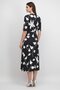 Women Floral Jacquard Midi Dress, Black - 3