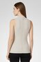 Women Crew Neck Sleeveless Ribbed Tank Top, Light Grey - 2